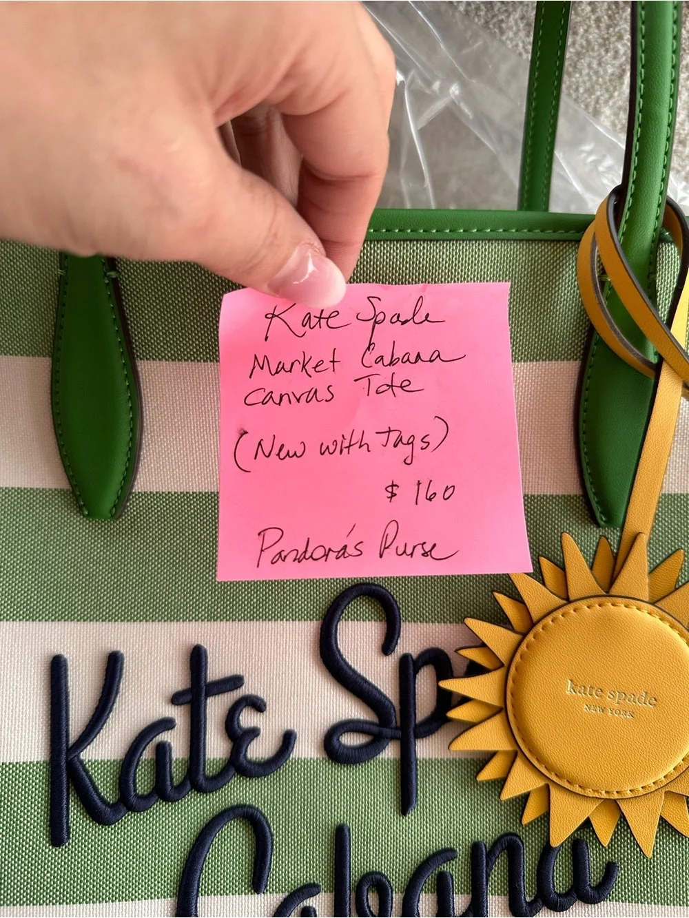 Kate Spade Market Cabana Striped Green & White Tote